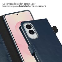 Selencia Echt Leren Bookcase Samsung Galaxy S25 Edge - Donkerblauw