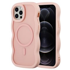 Selencia Wavy Backcover met MagSafe Apple iPhone 12 (Pro) - Soft Pink