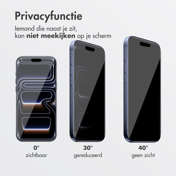 Accezz Gehard Glas Privacy Screenprotector + Applicator Apple iPhone 17 Pro