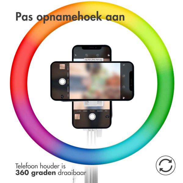 imoshion RGB Ring LED Light - RGB versie - Ringlamp telefoon - Ringlight met statief - Verstelbaar - Wit