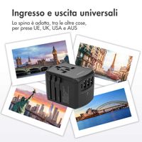 imoshion Universele wereldstekker - 3x USB-C & USB-A - Zwart