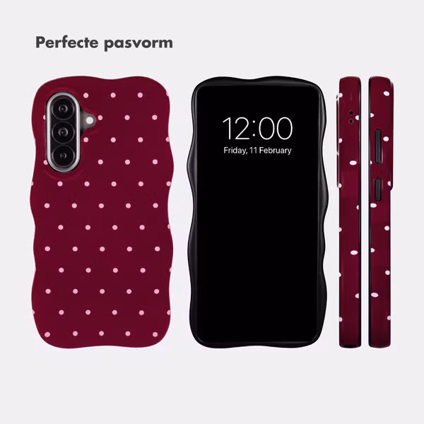 Selencia Vivid Wavy Backcover met MagSafe Samsung Galaxy A57 (5G) - Happy Dots Burgundy