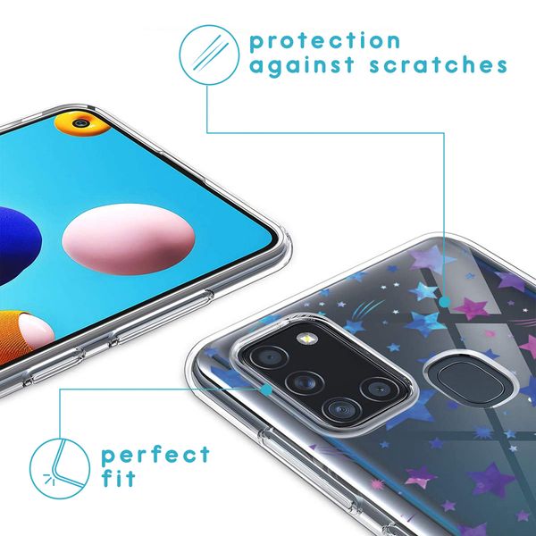 imoshion Design hoesje Samsung Galaxy A21s - Sterren - Paars