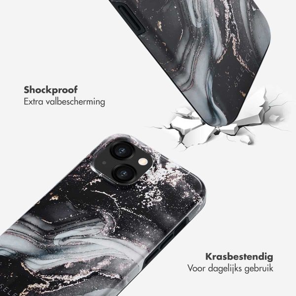 Selencia Vivid Tough Backcover iPhone 15  - Chic Marble Black