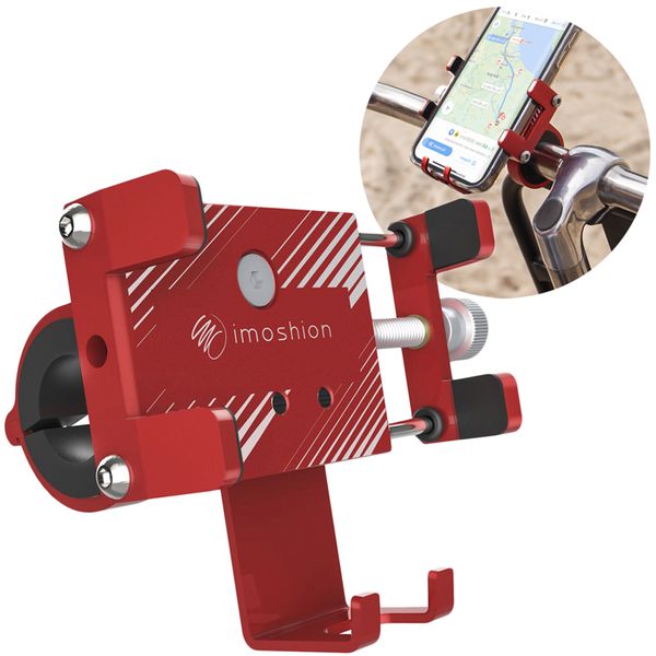 imoshion Telefoonhouder fiets - Verstelbaar - Universeel - Aluminium - Rood