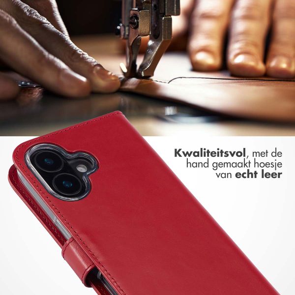 Selencia Echt Leren Bookcase Apple iPhone 16 Plus - Rood