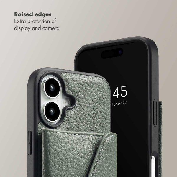 Selencia Sera Phone Case with Cord and Envelope Card Holder Apple iPhone 16 - Sage Green