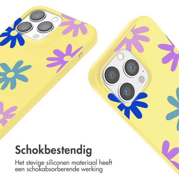 imoshion Siliconen design hoesje met koord iPhone 13 Pro - Yellow Flower Distance