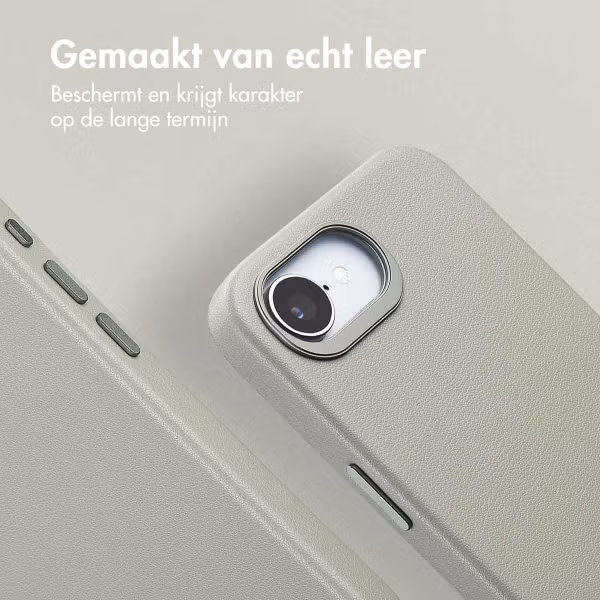 Accezz MagSafe Leather Backcover Apple iPhone 16e - Light Grey