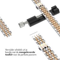 Selencia Slim Steel Jubilee Inspired schakelbandje Apple Watch Series 1 t/m 9 / SE (38/40/41 mm) | Series 10 (42 mm) - Zilver & Rosé Goud