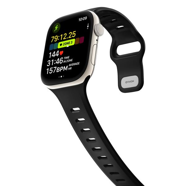 Nomad Tempo siliconen band Apple Watch Series 1 - 11 / SE / Ultra (44/45/46/49 mm) - Wide fit - Black