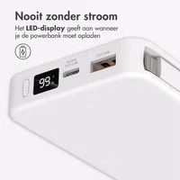Accezz Powerbank 10.000 mAh met geïntegreerde kabels - Quick Charge en Power Delivery - Wit