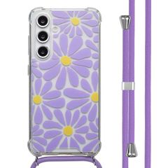 imoshion Design hoesje met koord Samsung Galaxy S24 FE - Tropical Violet Flowers Connect