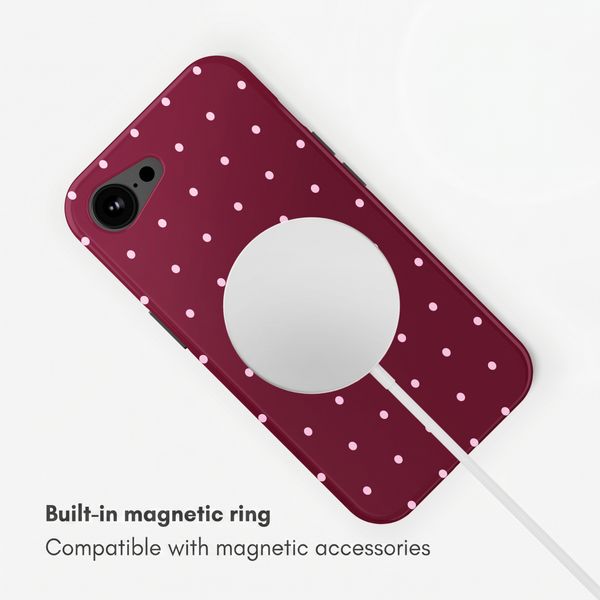 Selencia Vivid Back Cover with MagSafe Apple iPhone 17e / 16e - Happy Dots Burgundy