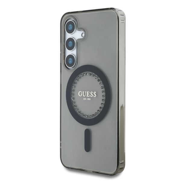 Guess MagSafe IML Rhinestones Case Samsung Galaxy S25 - Zwart