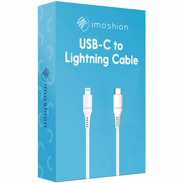 imoshion Lightning naar USB-C kabel - Non-MFi - Gevlochten textiel - 3 meter - Wit