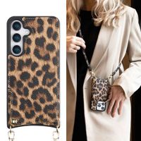 Selencia Nova Telefoonhoes met Koord en Pashouder Samsung Galaxy S25 - Leopard