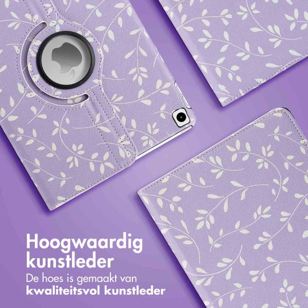 imoshion 360° Draaibare Design Bookcase Apple iPad 9 (2021) 10.2 inch / iPad 8 (2020) 10.2 inch / iPad 7 (2019) 10.2 inch - Laverder Flowers