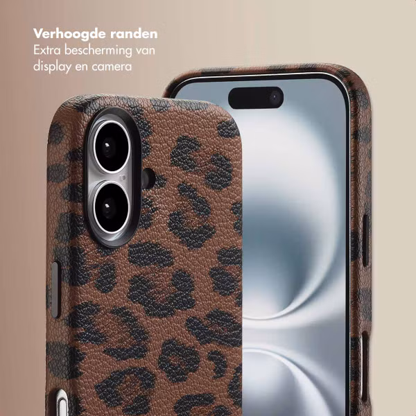 Selencia Sabi Backcover Panterprint met MagSafe Apple iPhone 16 - Mocha Brown