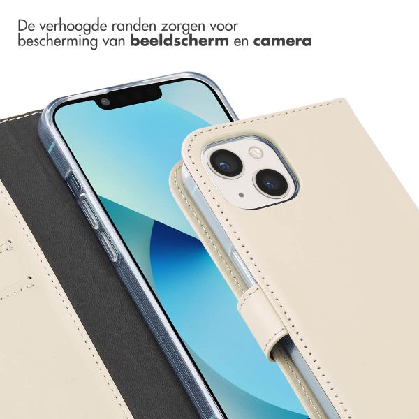 Selencia Echt Lederen Bookcase iPhone 13 - Greige