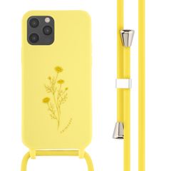 imoshion Siliconen design hoesje met koord iPhone 12 (Pro) - Flower Yellow