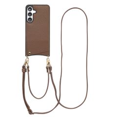 Selencia Nova Telefoonhoes met Koord en Pashouder Samsung Galaxy S25 FE - Mocha Brown
