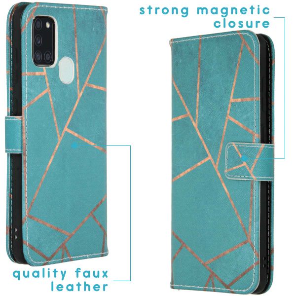 imoshion Design Softcase Bookcase Samsung Galaxy A21s - Blue Graphic