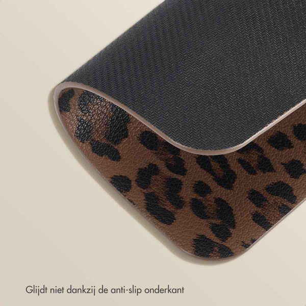 Selencia Sabi Kunstleren Muismat met Panterprint - 20 x 24 cm - Mocha Brown