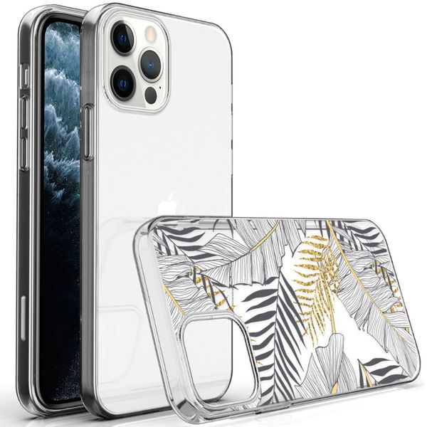 imoshion Design hoesje iPhone 12 (Pro) - Bladeren / Zwart