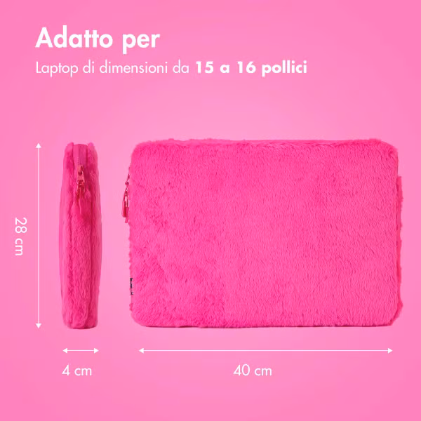 imoshion Fluffy Laptop hoes 15-16 inch - Laptopsleeve - Hot Pink