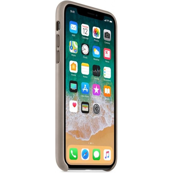 Apple Leather Backcover iPhone X - Taupe