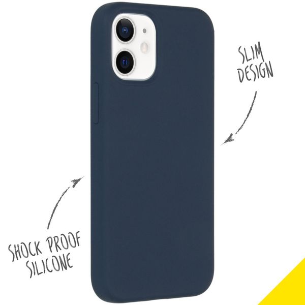 Accezz Liquid Silicone Backcover Apple iPhone 12 Mini - Donkerblauw