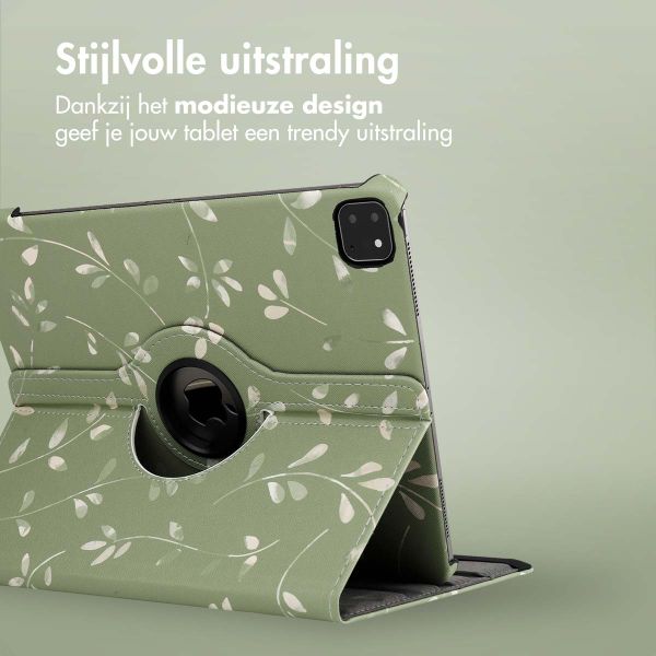 imoshion 360° Draaibare Design Bookcase iPad Pro 12.9 (2018 / 2020 / 2021 / 2022) - Green Flowers