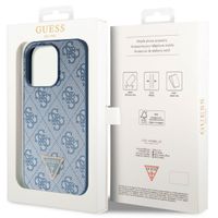 Guess 4G Logo Triangle Strass Backcover Apple iPhone 15 Pro - Blauw