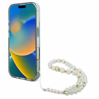 Guess MagSafe IML Flowers Case met beads strap Apple iPhone 16 Pro Max - Green