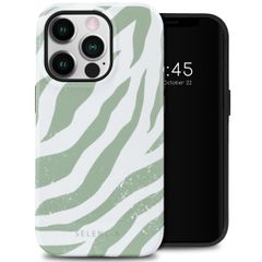 Selencia Vivid Tough Backcover iPhone 14 Pro - Colorful Zebra Sage Green