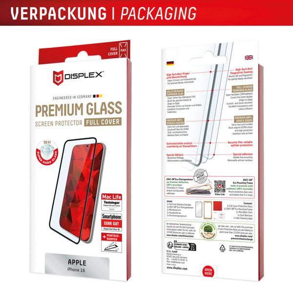 Displex Screenprotector Real Glass Full Cover Apple iPhone 16