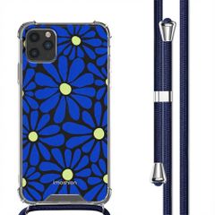 imoshion Design hoesje met koord Apple iPhone 11 Pro Max - Cobalt Blue Flowers Connect