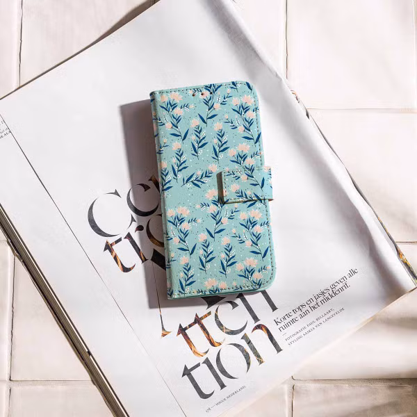 imoshion Design Bookcase Motorola Moto G34 - Blue Flowers