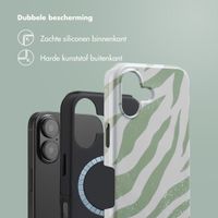 Selencia Vivid Tough Backcover met MagSafe iPhone 16 - Colorful Zebra Sage Green