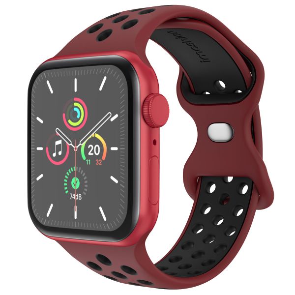 imoshion Siliconen Sport⁺ bandje Apple Watch Series 1 - 11 / SE / Ultra (44/45/46/49 mm) - Maat S/M - Wine Red & Black