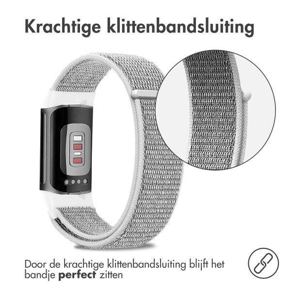 imoshion Nylon bandje Fitbit Charge 5 - Maat S - Lichtgrijs
