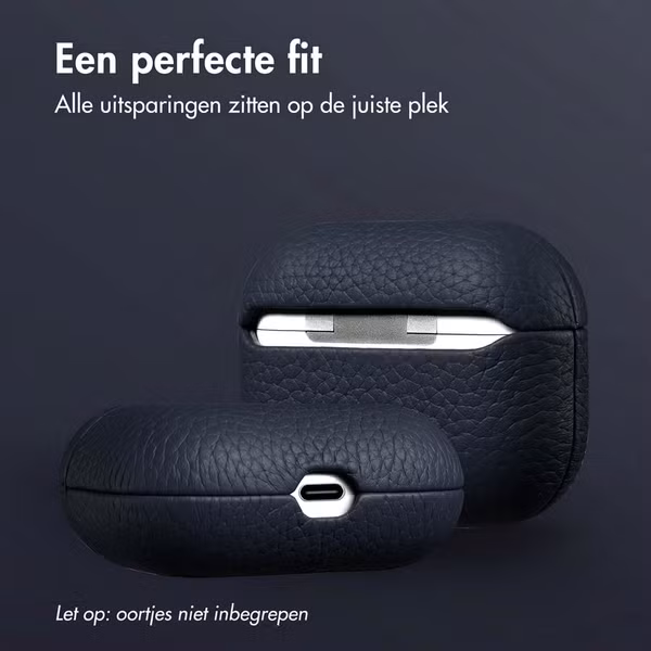 Accezz Echt Leren Case  Apple Airpods Pro - Donkerblauw