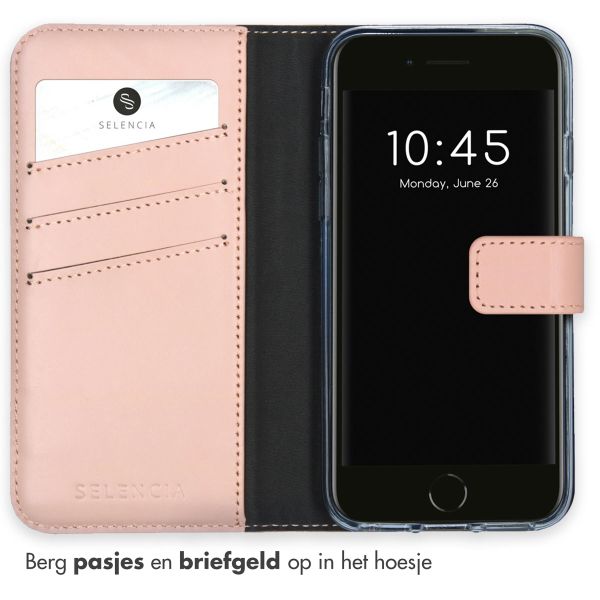 Selencia Echt Leren Bookcase Apple iPhone SE (2022 / 2020) / 8 / 7 / 6(s) - Dusty Pink
