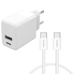 imoshion Oplader - USB-C en USB aansluiting - Power Delivery - 20 Watt + USB-C naar USB-C kabel - 2 meter - Wit