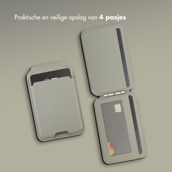 Accezz Leren Wallet met standaard - Geschikt voor MagSafe en Qi2 - Light Grey