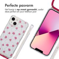 imoshion Design hoesje met koord Apple iPhone 13 - Dusty Rose Connected Hearts