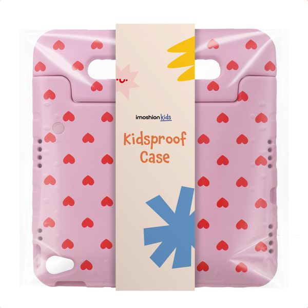 imoshion Kidsproof Design Back Cover with Handle Apple iPad 9 (2021) 10.2 inch / iPad 8 (2020) 10.2 inch / iPad 7 (2019) 10.2 inch - Red hearts