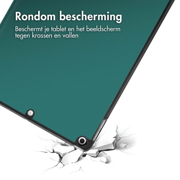 imoshion Design Trifold Bookcase Apple iPad 9 (2021) 10.2 inch / iPad 8 (2020) 10.2 inch / iPad 7 (2019) 10.2 inch - Petrol Green Dandelion