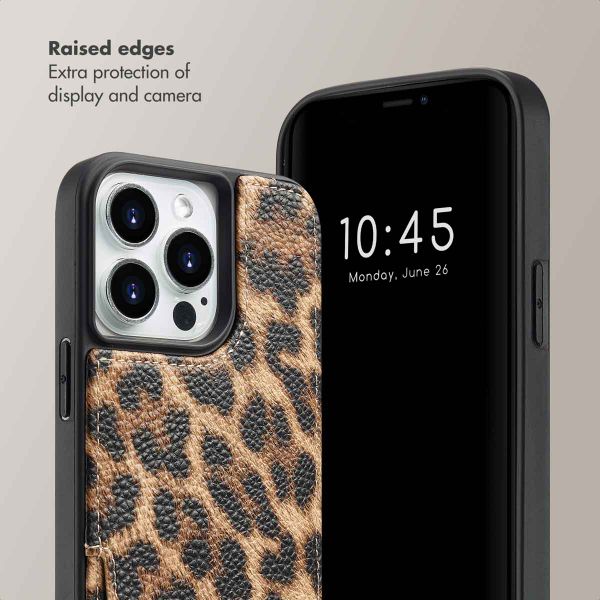 Selencia Nova Phone Case with Cord and Card Holder Apple iPhone 14 Pro - Leopard